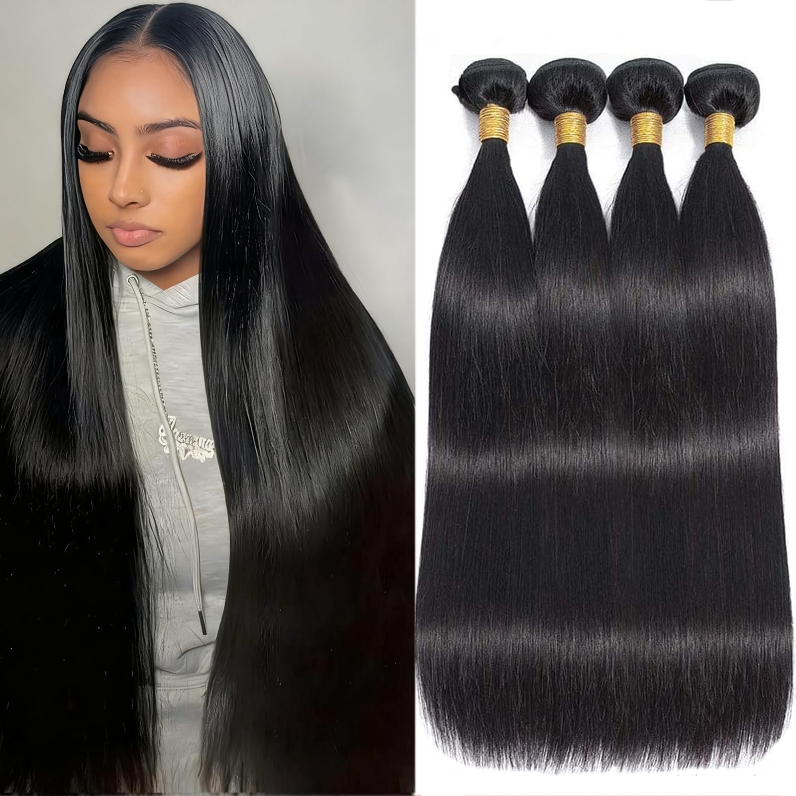 12A Human Hair Bundles 16 18 20 22 Inch Straight Bundles Human Hair Extensions Brazilian Virgin 100% Unprocessed Raw Straight Hair 4 Bundles Human