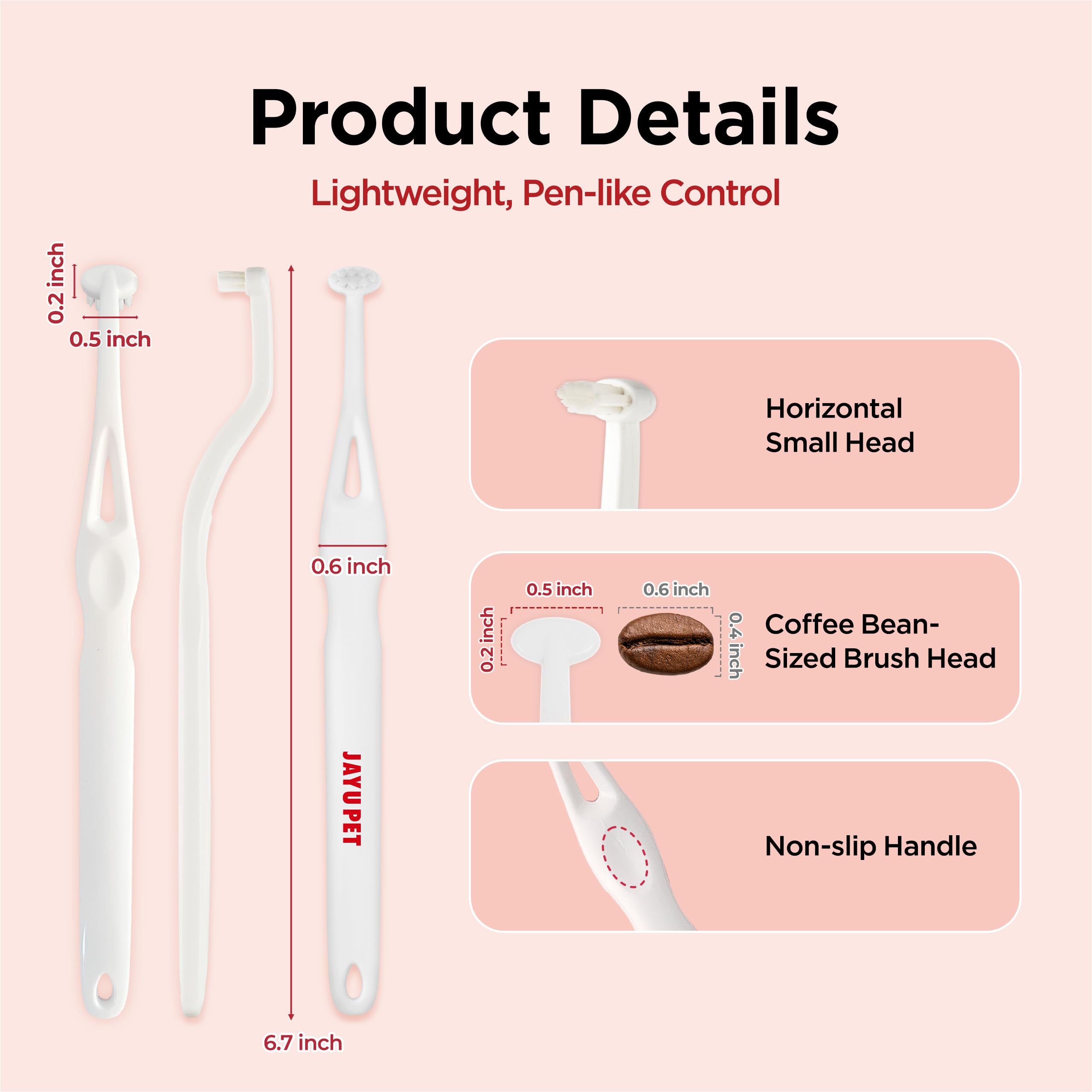 JAYU PET Brosse de soins dentaires – Brosse à dents pour chien et contrôle du tartre | Brossage des dents de chat et nettoyage facile | Soins dentaires pour animaux de compagnie avec poils doux (10