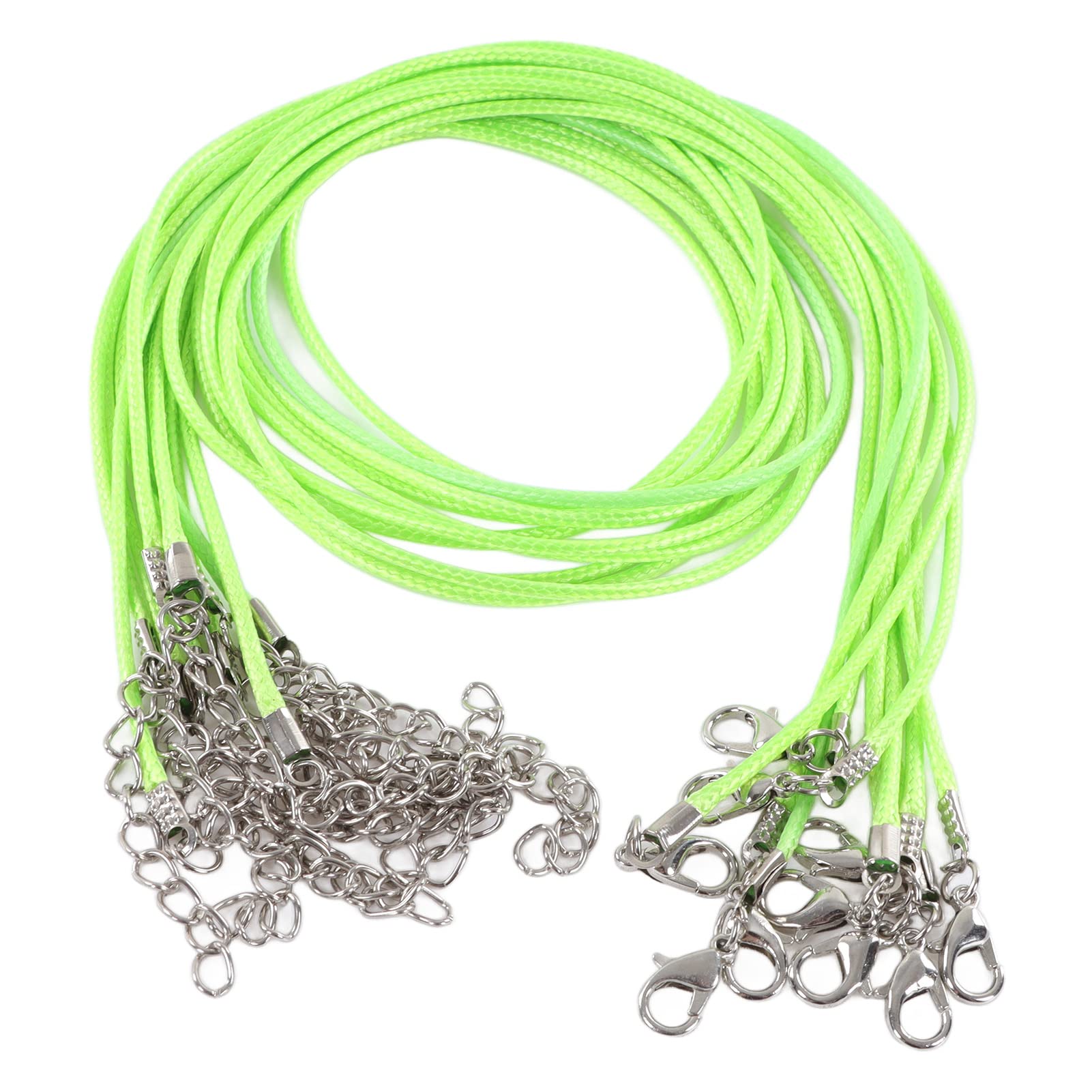 100 szt. Woskowany sznurek do naszyjnika o regulowanej długości DIY naszyjnik ze liny jubilerskiej (Fluorescencyjny zielony)