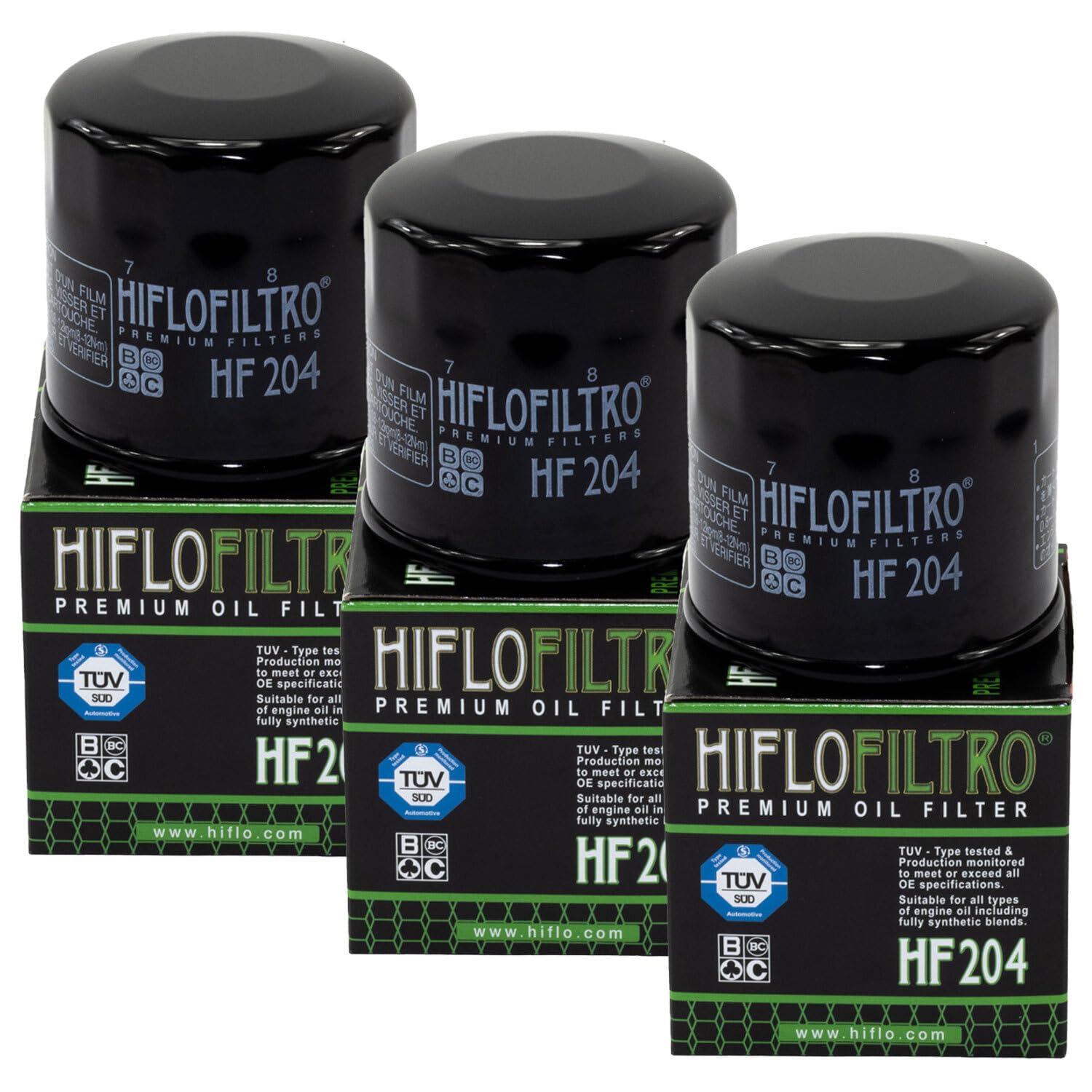 Filtro olio Set 3 pezzi HiFlo HF204 per Arctic Cat Honda Kawasaki Suzuki Triumph Yamaha