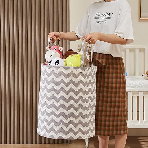 Miniatura 7 de TECHMILLY Cesta de lavandería para bebé con asas largas, cesta plegable para ropa sucia de 63 litros, cesta de almacenamiento de juguetes para
