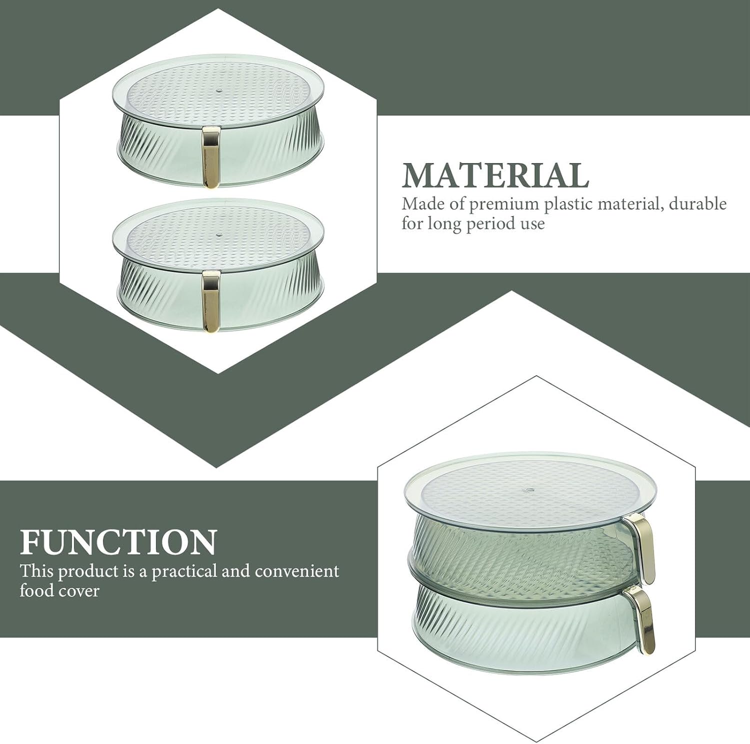 Double-layer Food Cover with Handle Green Reusable Food Protector for Fruit and Snack Serving for Dining and Entertaining