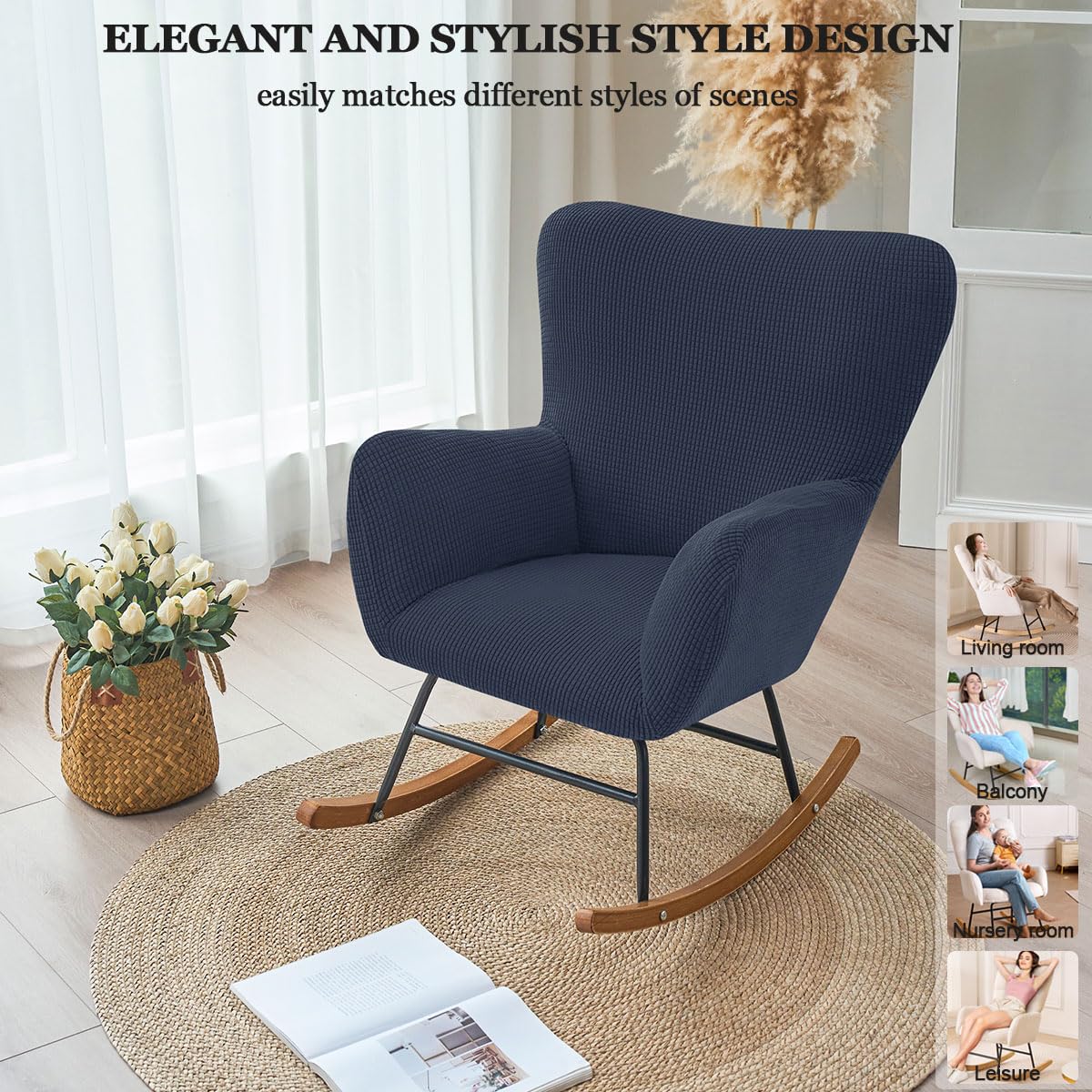 Fauteuil à bascule moderne avec housse rembourrée, siège rembourré pour le salon et la chambre Fauteuil à bascule moderne avec housse rembourrée, siège rembourré pour le salon et la chambre