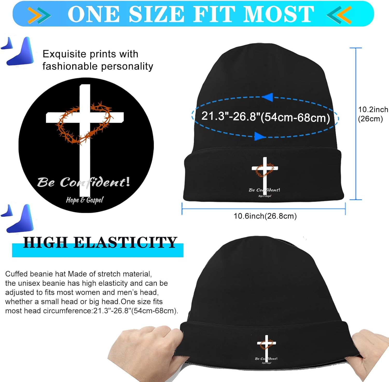 Black Beanie for Men Skull Finger Beanie Hat Mens Knitted Winter Hat for Men Women Chemo Beanies - Image 4