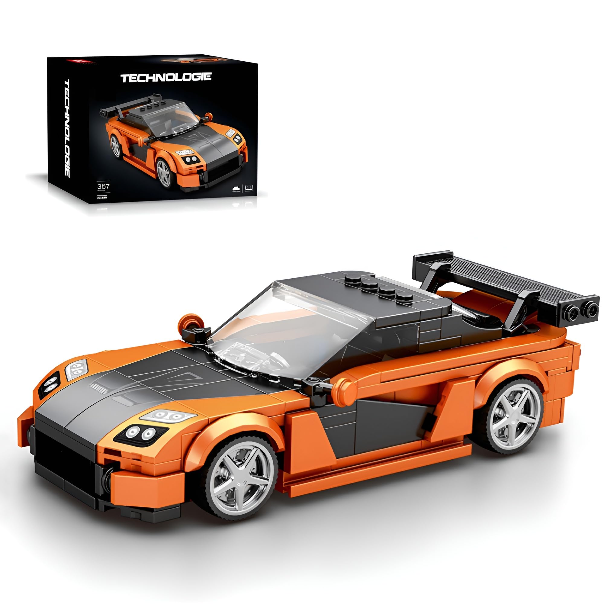 Ebortsin Sports Car Building Blocks, MOC Race Car Building Kit, 367 Pieces Auto Building Blocks Set
