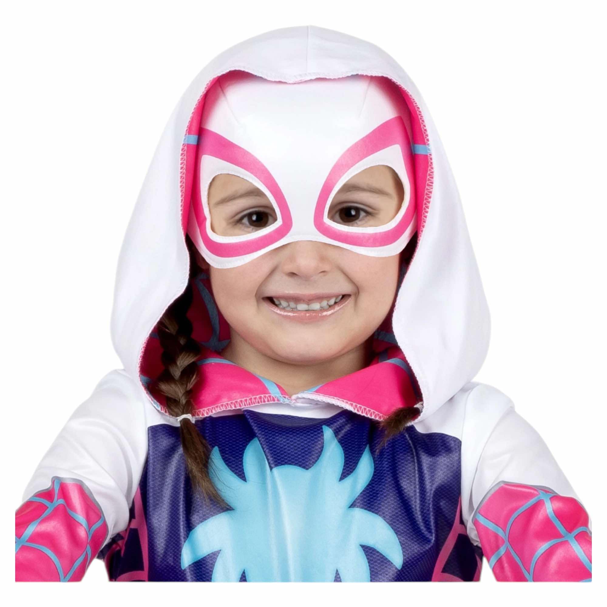 Jazwares GHOST-SPIDER Gwen Stacy Marvel Spidey & His Amazing Friends Halloween Costume with Hooded Jumpsuit & Fabric Mask