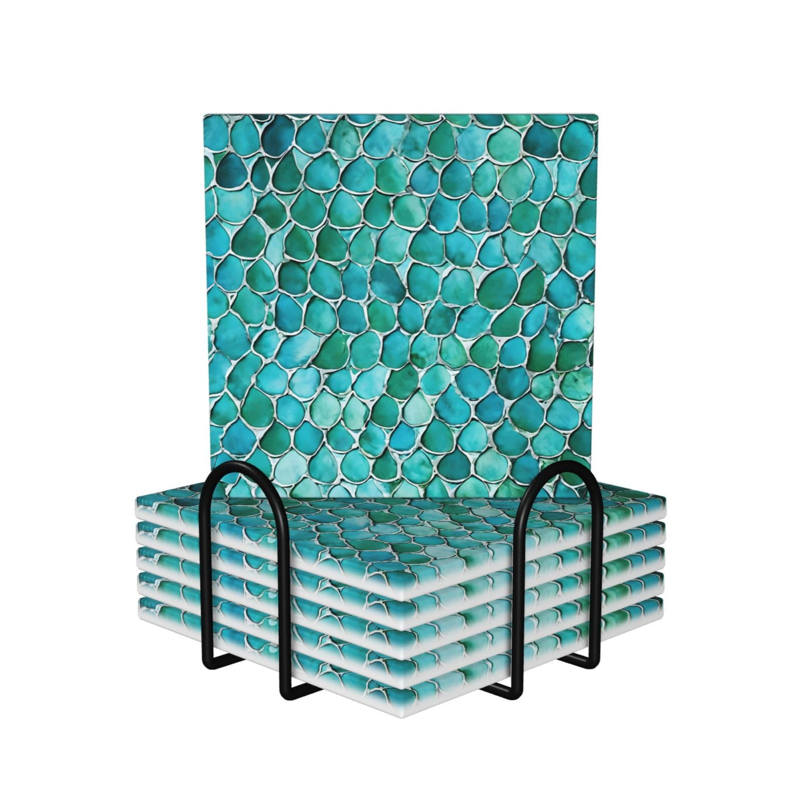 Dessous de verre en céramique sirène rose et bleu pour sublimer vos tables de terrasse