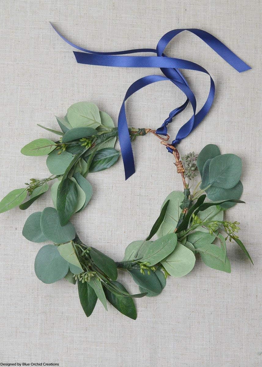 Artificial Seeded Eucalyptus Spray in Green Burgundy - 19" Tall