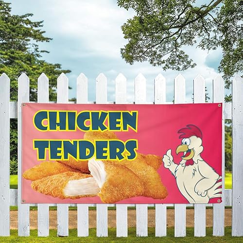 Miniatura 5 de Vinyl Banner Multiple Sizes Chicken Tenders Advertising Printing A Restaurant & Food Outdoor Weatherproof Industrial Yard Signs Red 4 Grommets