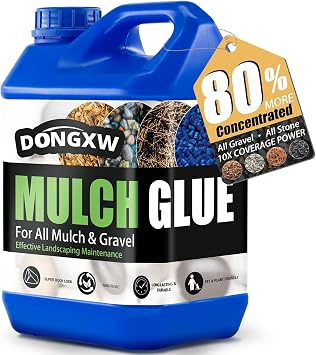 Mulch Glue for Landscaping 1.25 Gallon, Ultra Concentrated Rock Glue & Gravel Binder, Long-Lasting Non-Toxic Mulch Stabilizer, Fast-Dry Adhesive Mulch Lock for Pea Gravel, Paths, Patios & Garden Beds