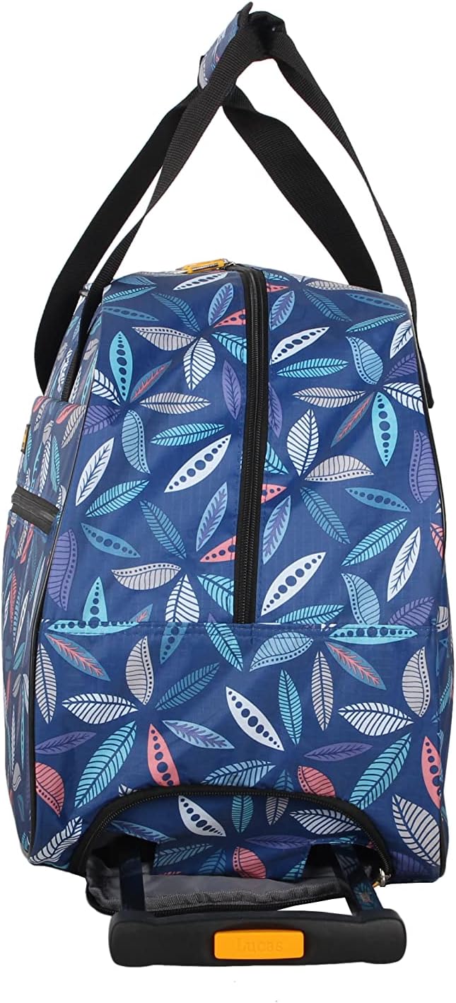 LUCAS Designer Carry On Luggage Collection - Lightweight Pattern 22 Inch Duffel Bag- Weekender Overnight Business Travel Suitcase with 2- Rolling Wheels (LEAF BLUE, 22in) - Image 3