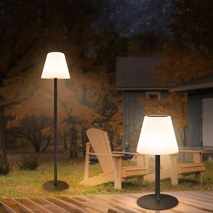 Solar Stehlampe Außen, LED Outdoor Stehleuchte mit Lichtsensor, 4