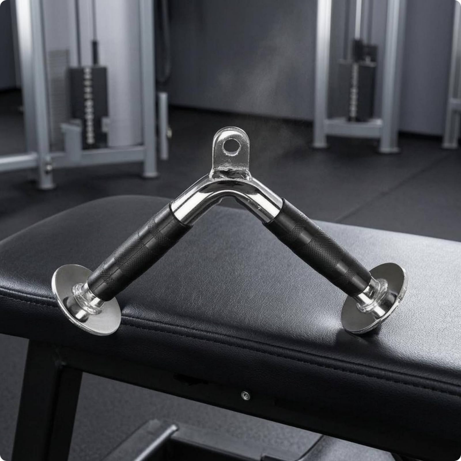 Baoblaze Empuñadura para Gimnasio Mango Asa Agarradera Compatible con Máquinas de Cables y Poleas Recubrimiento Antideslizante de , Barra De Tracción hacia Abajo Tipo D, Larga