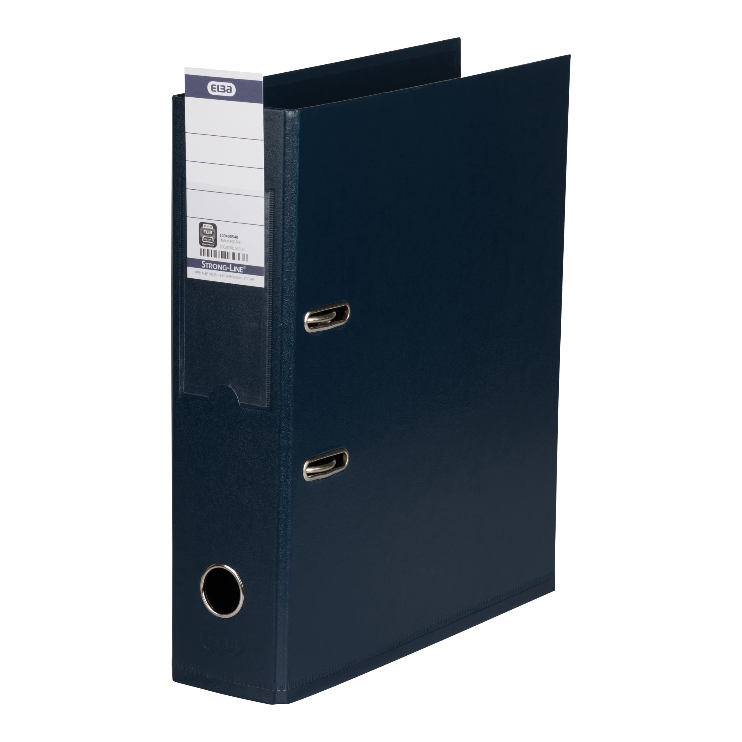 Elba 100400548 raccoglitore ad anelli STRONG-Line DIN A4 Doppia Protezione Angoli, 8 cm larghezza blu scuro, 10 Pezzi