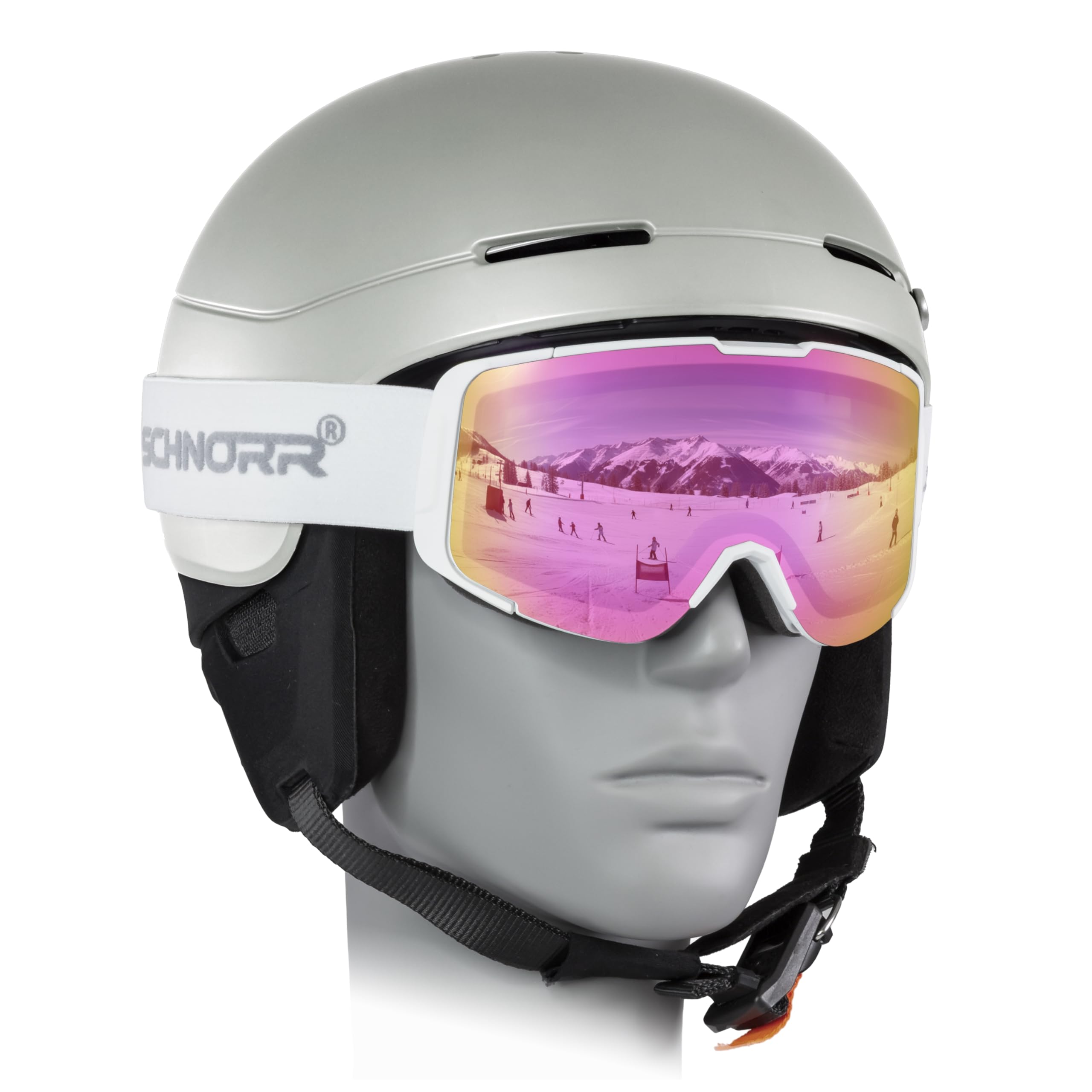 SCHNORR Kidsi Plus Pink S2 - Kinder Skibrille, Anti-Fog, OTG Skibrille Kinder,Ski Snowboard Brille Brillenträger für Junior Jungen Mädchen Anti-UV Anti-Fog