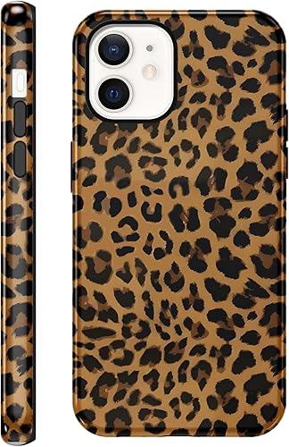 Yomjew Cute Cheetah Print Phone Case for iPhone 12 Mini Case 5.4", Trendy Luxury