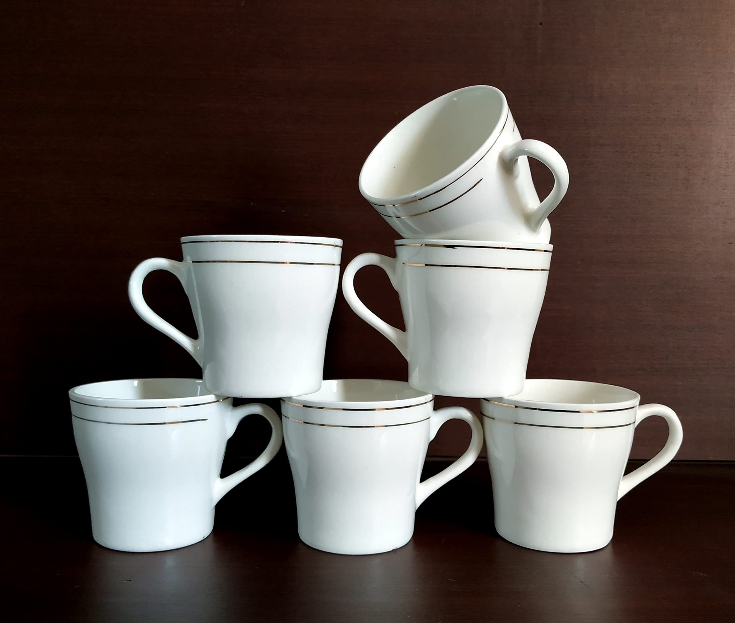 MOODY PANDA Goldline Bone China Cup Set of 6 – 175 ml Tea & Coffee