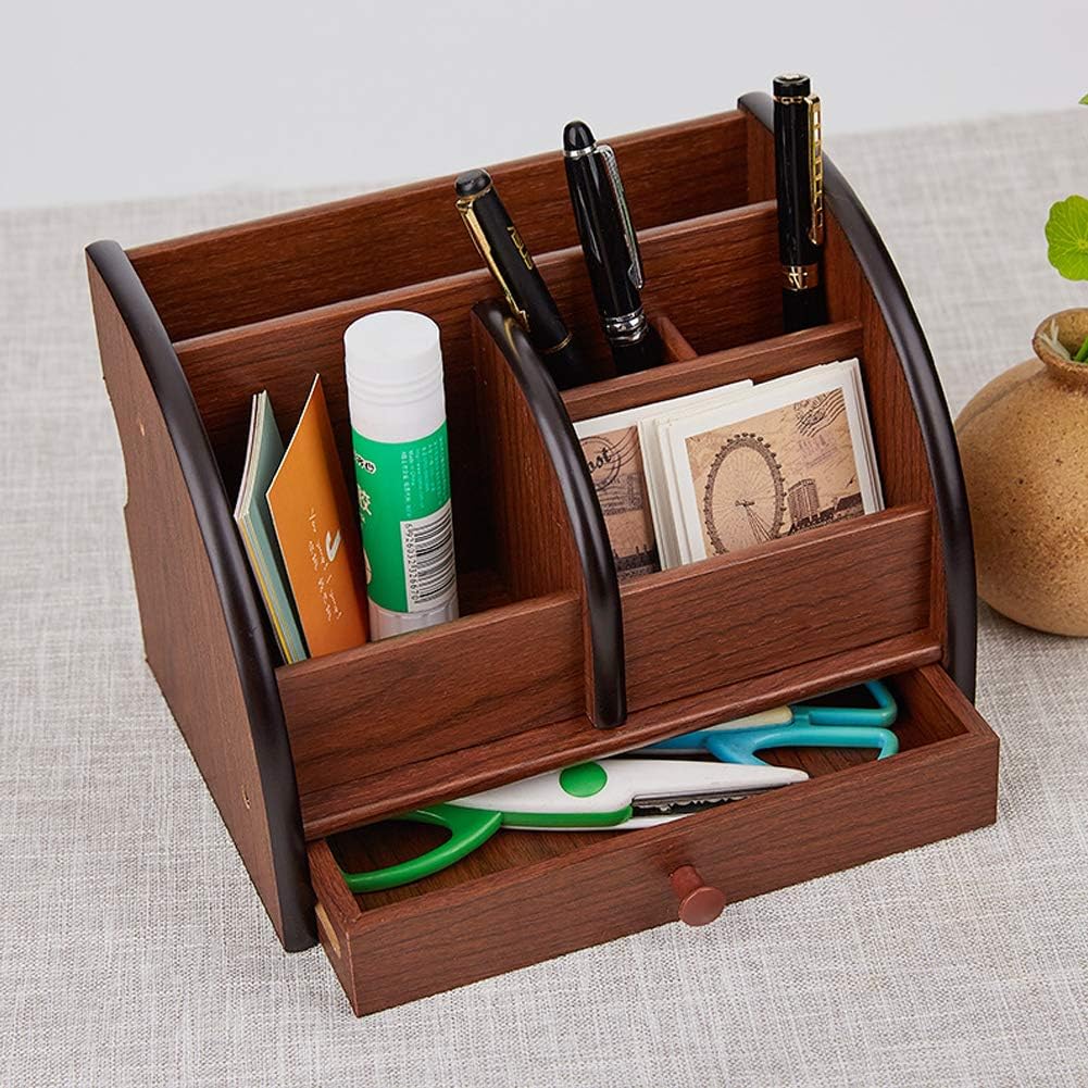 Wooden Revoling Office Supply Caddy Desk Pencil Holder Storage Wood Spinning Desktop Organizer Remote Control holder Supplies Storage Rack(360 carousel) : Office Products