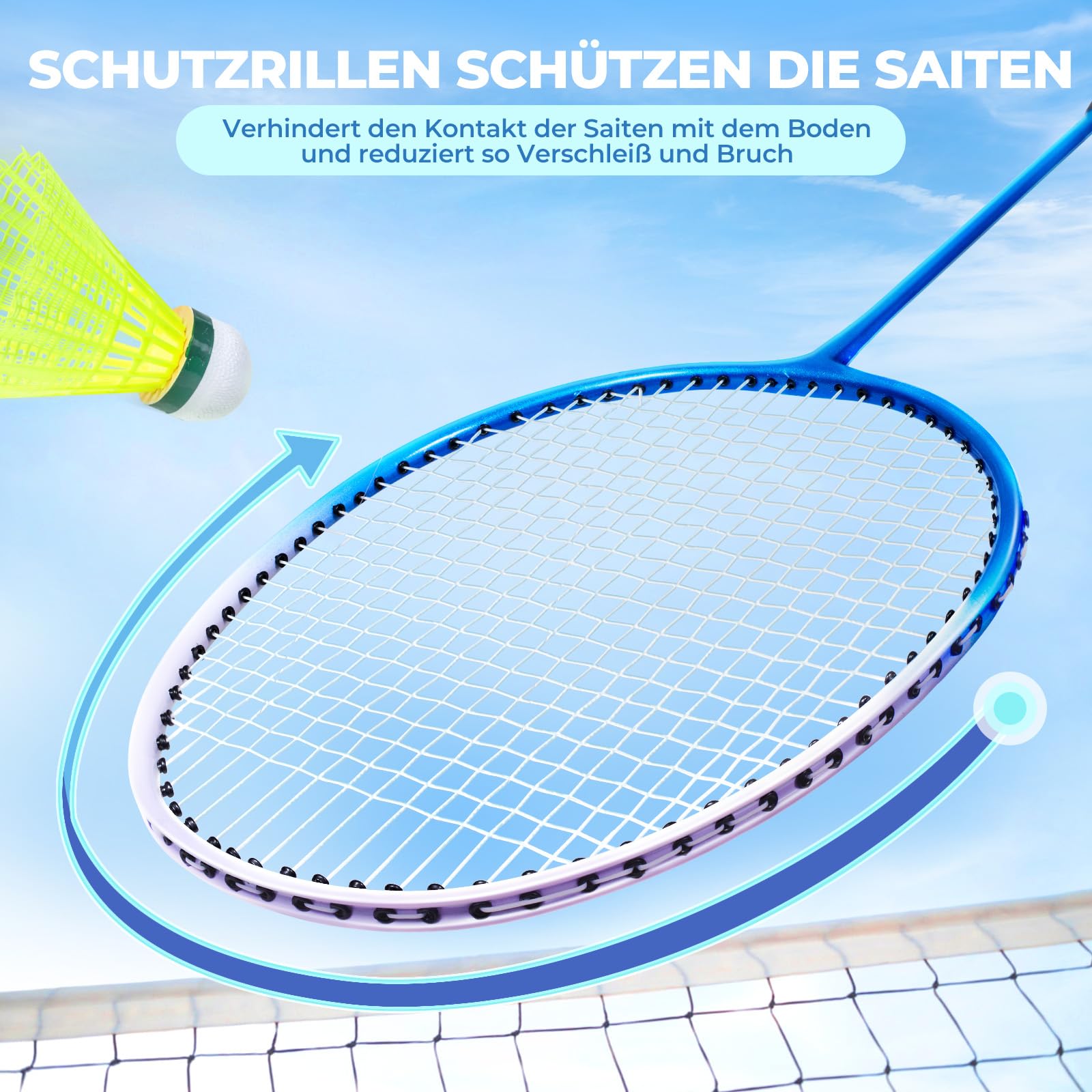 HIRALIY Badminton Schläger für Spiele im Freien, leichtes Federball 4er-Set für Kinder & Erwachsene & Anfänger, inklusive 4 Schläger, 12 Nylon-Federbälle, 4 Ersatz-Griffbänder, 1 Tragetasche