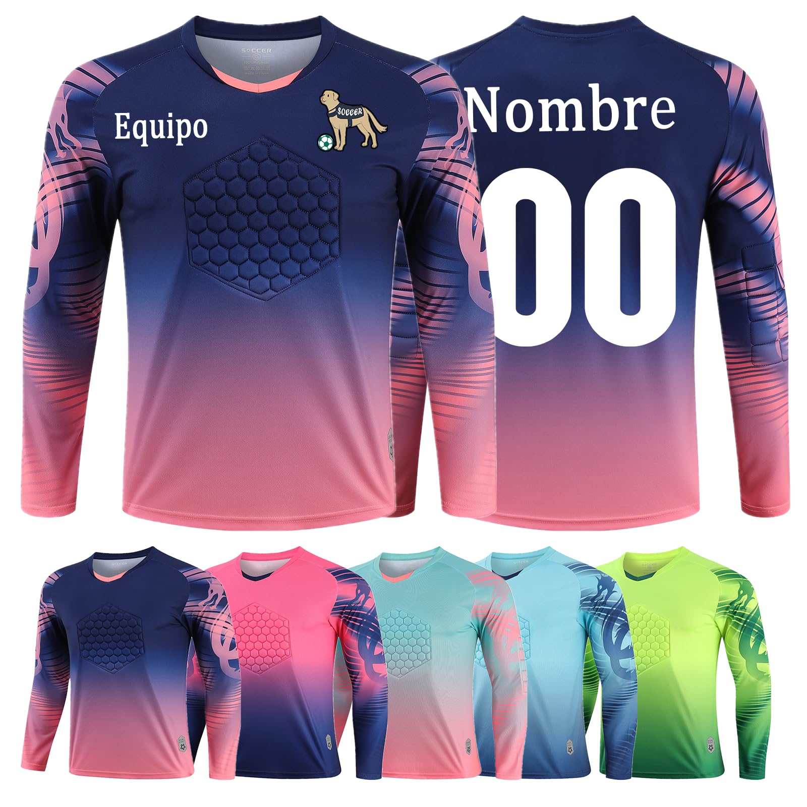 OPUTWDF Camiseta Portero Anticolisión Personalizable para Niño y Adulto - Equipación Portero Fútbol