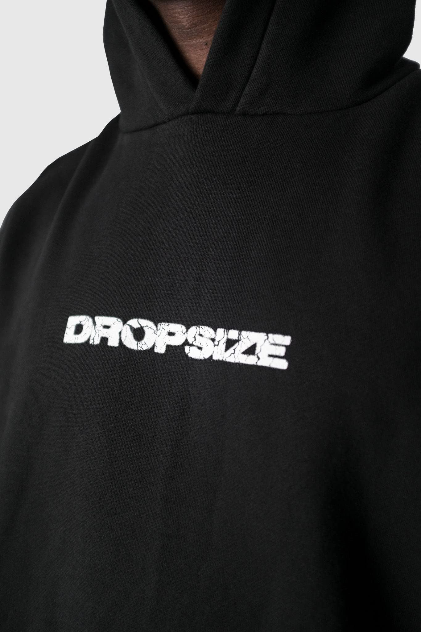 Dropsize Heavy Oversize Moon Design Hoodie Washed Black, Urban Streetwear Oversize Pullover in cotone 360 GSM con Cappuccio Uomo Felpa con Cappuccio
