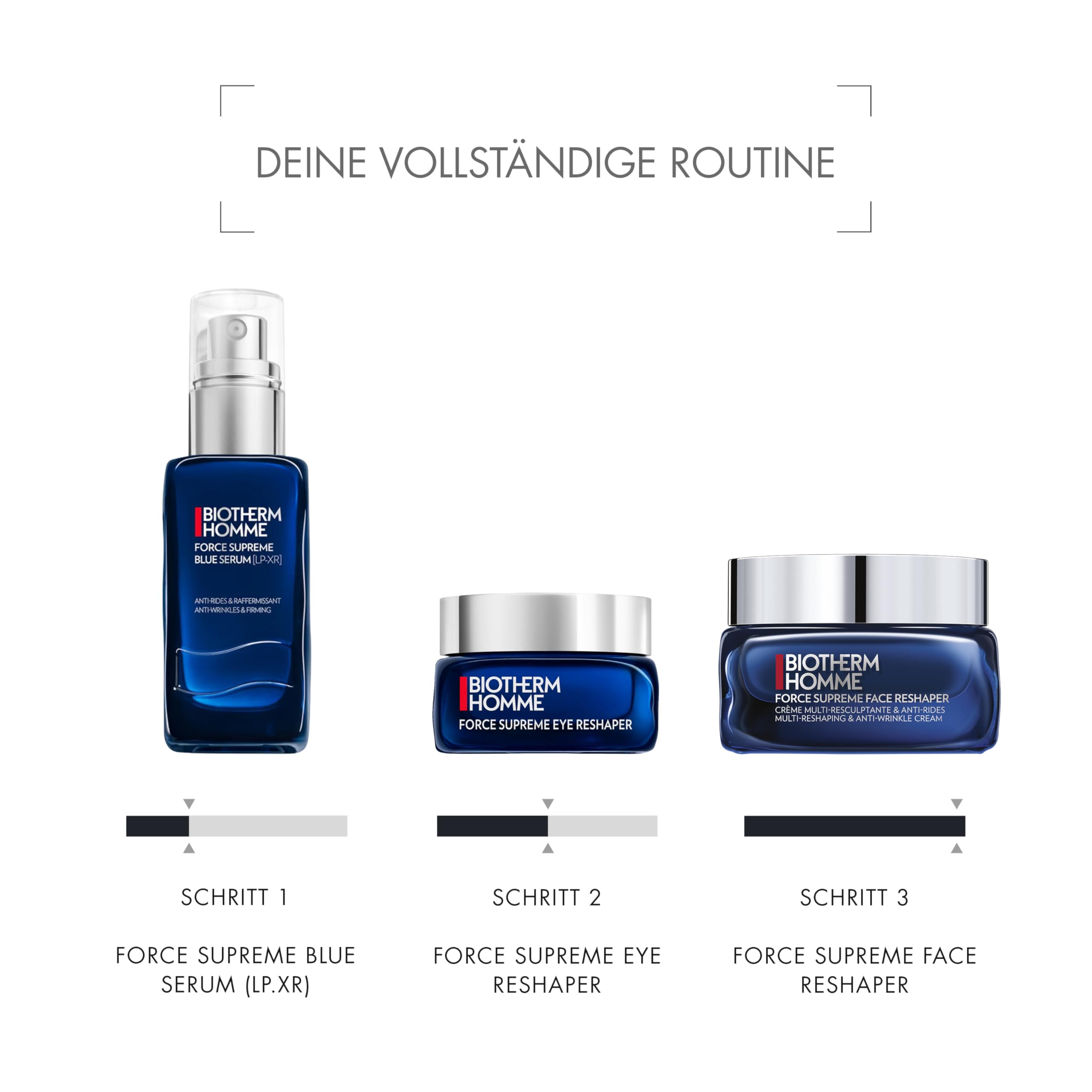 Biotherm Homme Force Supreme Blue Serum, revitalisierendes Anti Aging Gesichtsserum für die tägliche Gesichtspflege, Power-Kur für Männer