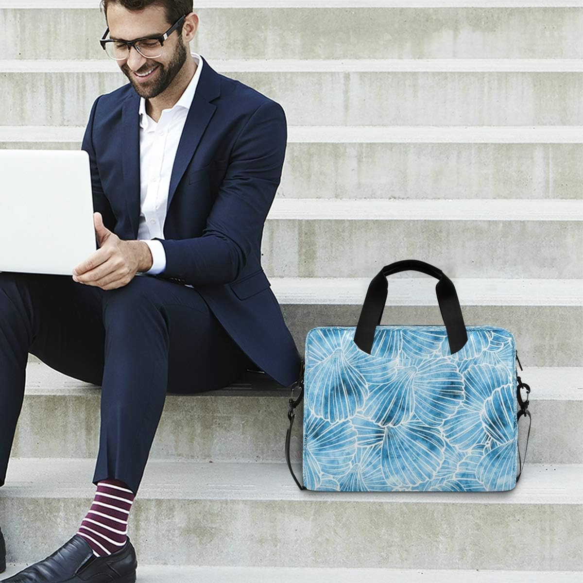 Laptop Bag Sea Seashell Art Paintig Laptop Sleeves Case for 13 14 15.6 Inch Computer Tablet Briefcases Carrying Case Shoulder Bag for Work