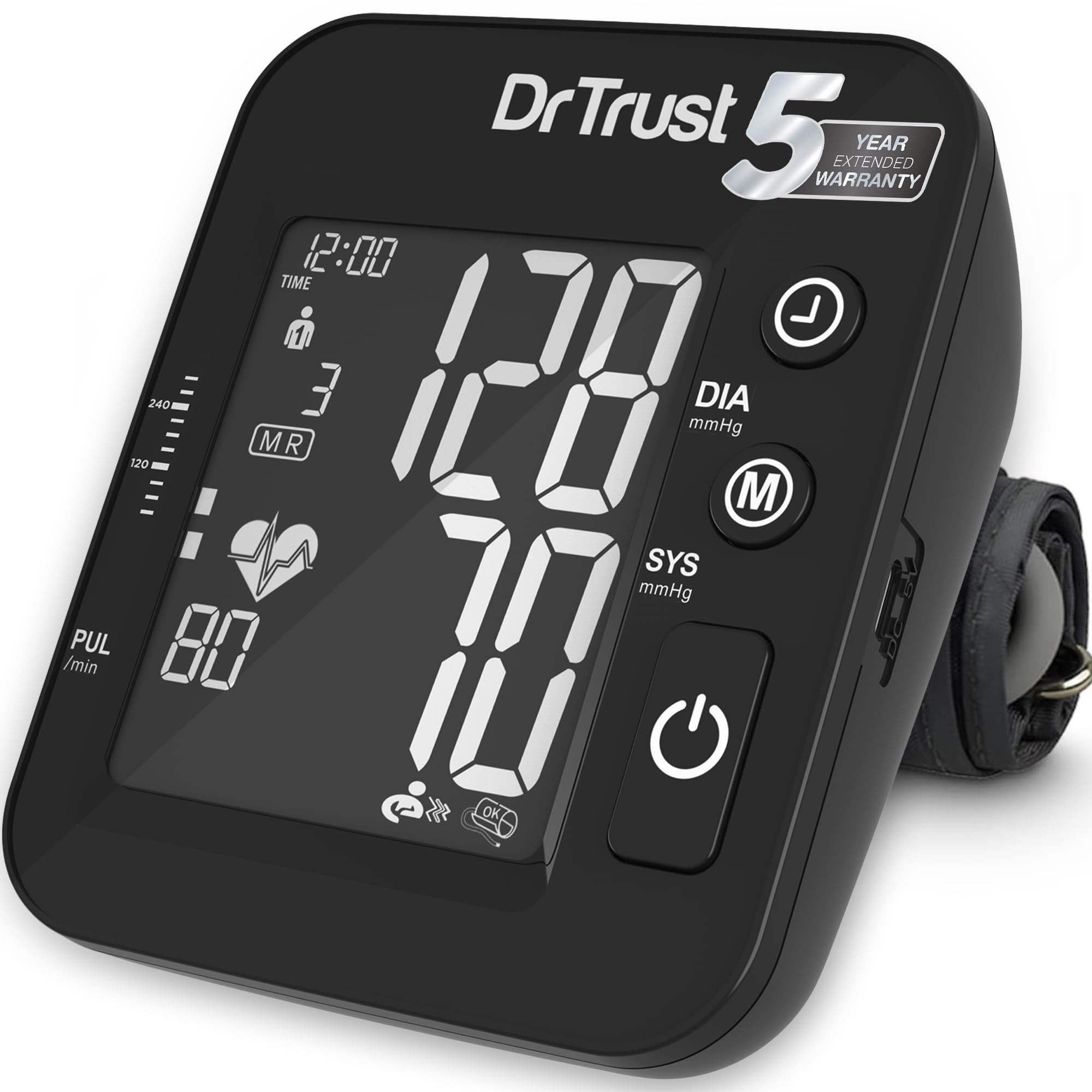 Dr Trust USA Intellitrack 132 Fully Automatic Dual Talking Portable Digital Blood Pressure Monitor BP Machine For Hypertension & Managing Heart Health, BP Apparatus For Home & Clinic Use, Most Accurate Measurement, USB Compatible with Backlight