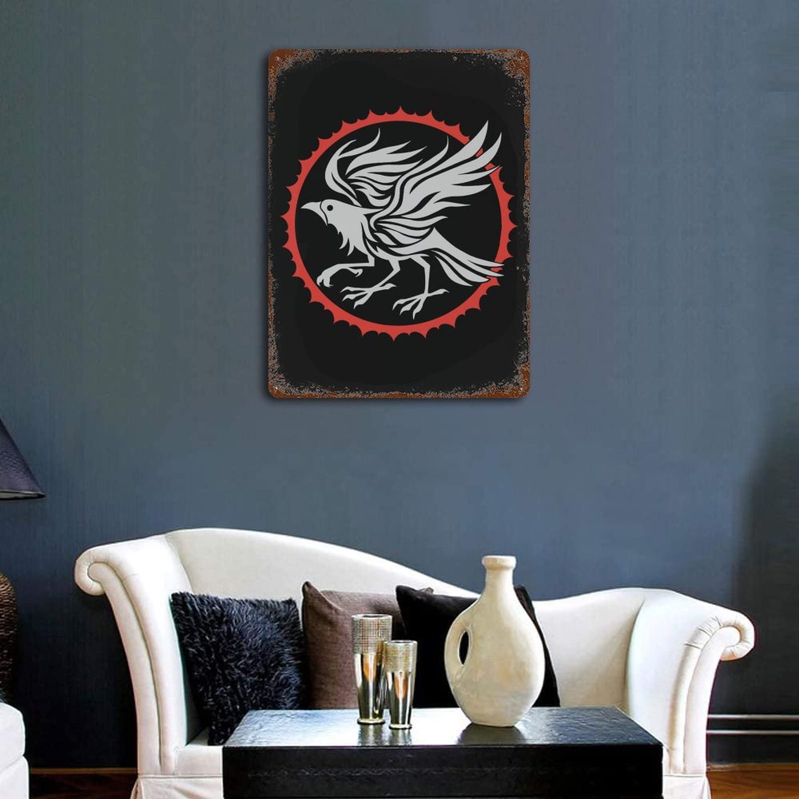 Amazon.co.jp: 八咫烏 カラス 鳥 ブリキの看板 ヴィンテージ風