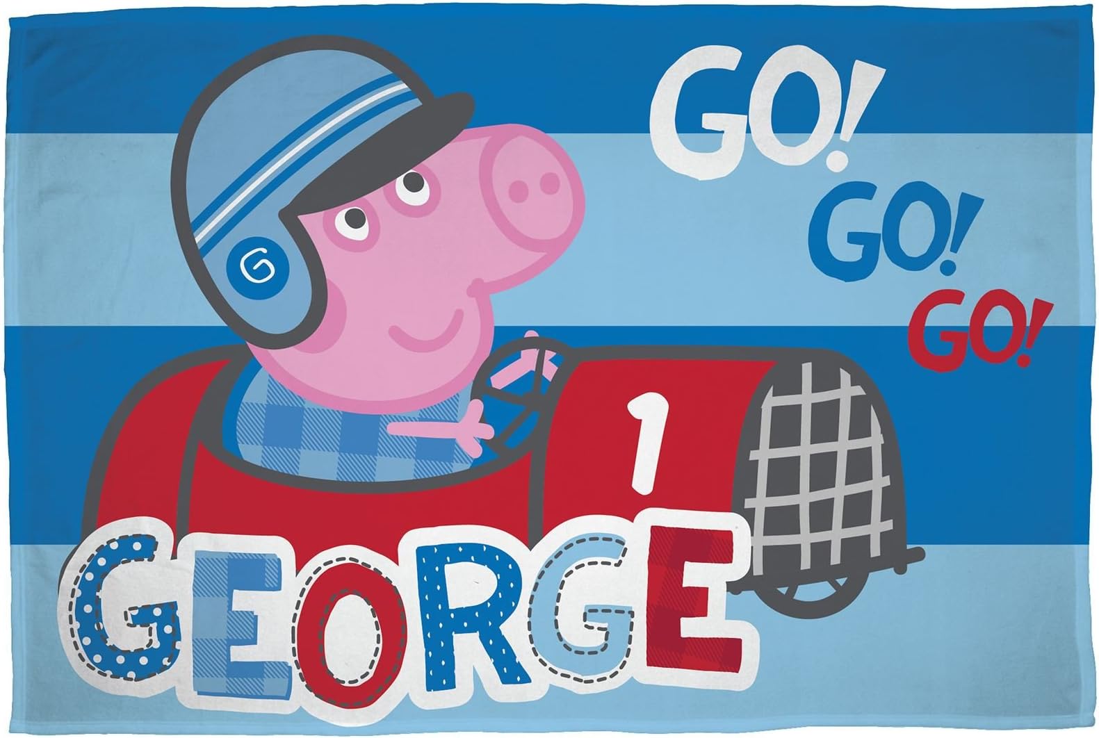 George Pig Speed' Fleece Blanket-Large Print Design, Polyester, Multi-Colour, Single
