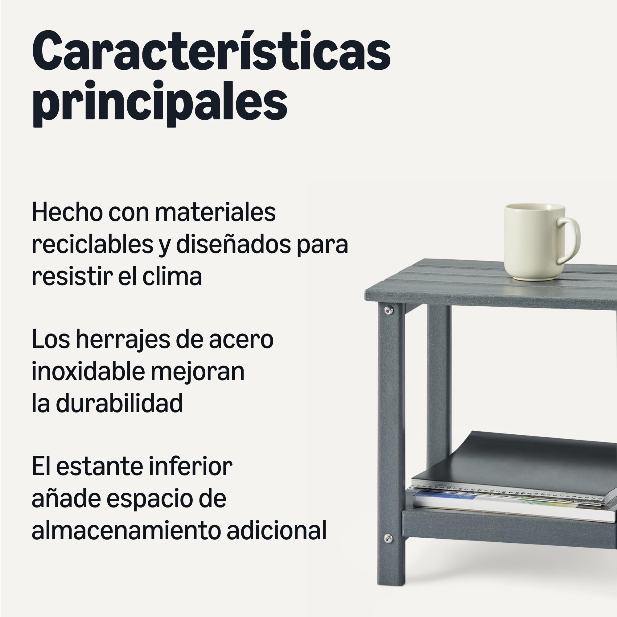 Amazon Basics Outdoor Side Table, 41.91cm x 32cm x 41.91cm, Grey, 1-Pack