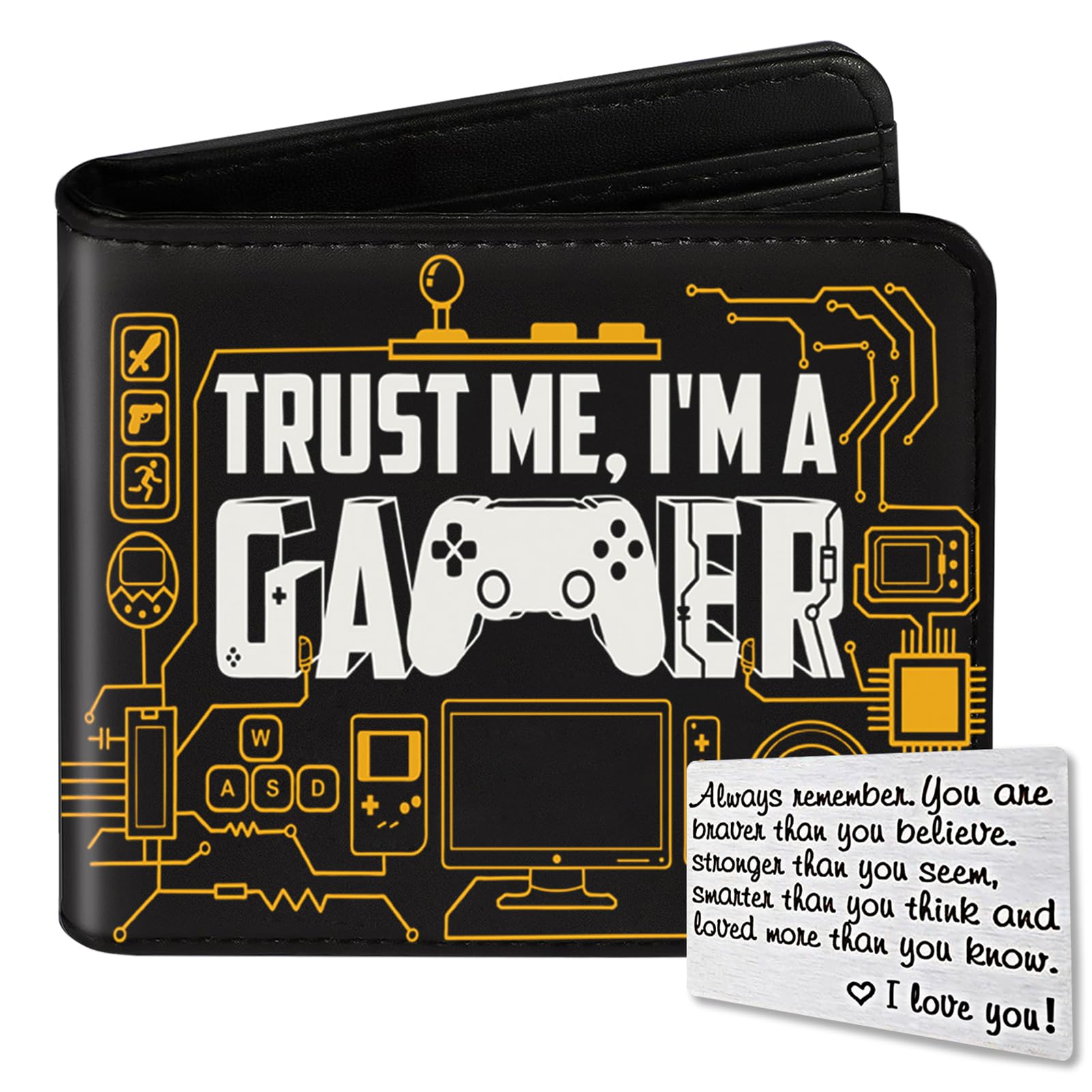 Teen Boys Wallet, Cool Wallets for Kids Son 9-12/8-10/8-12 with Card, Funny Leather Bifold Rfid Blocking Purse Coin Pocket Id Window for Men Boy Male Youth Guys