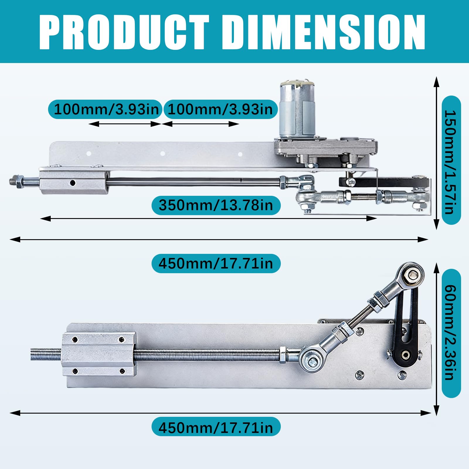 Actuador Lineal Pistón Alternativo DC 12V Motor de Pistón Alternativo para Bricolaje Carrera Ajustable 30-150 mm 120 rpm Motor Telescópico con Regulador de Velocidad y Mando a Distancia