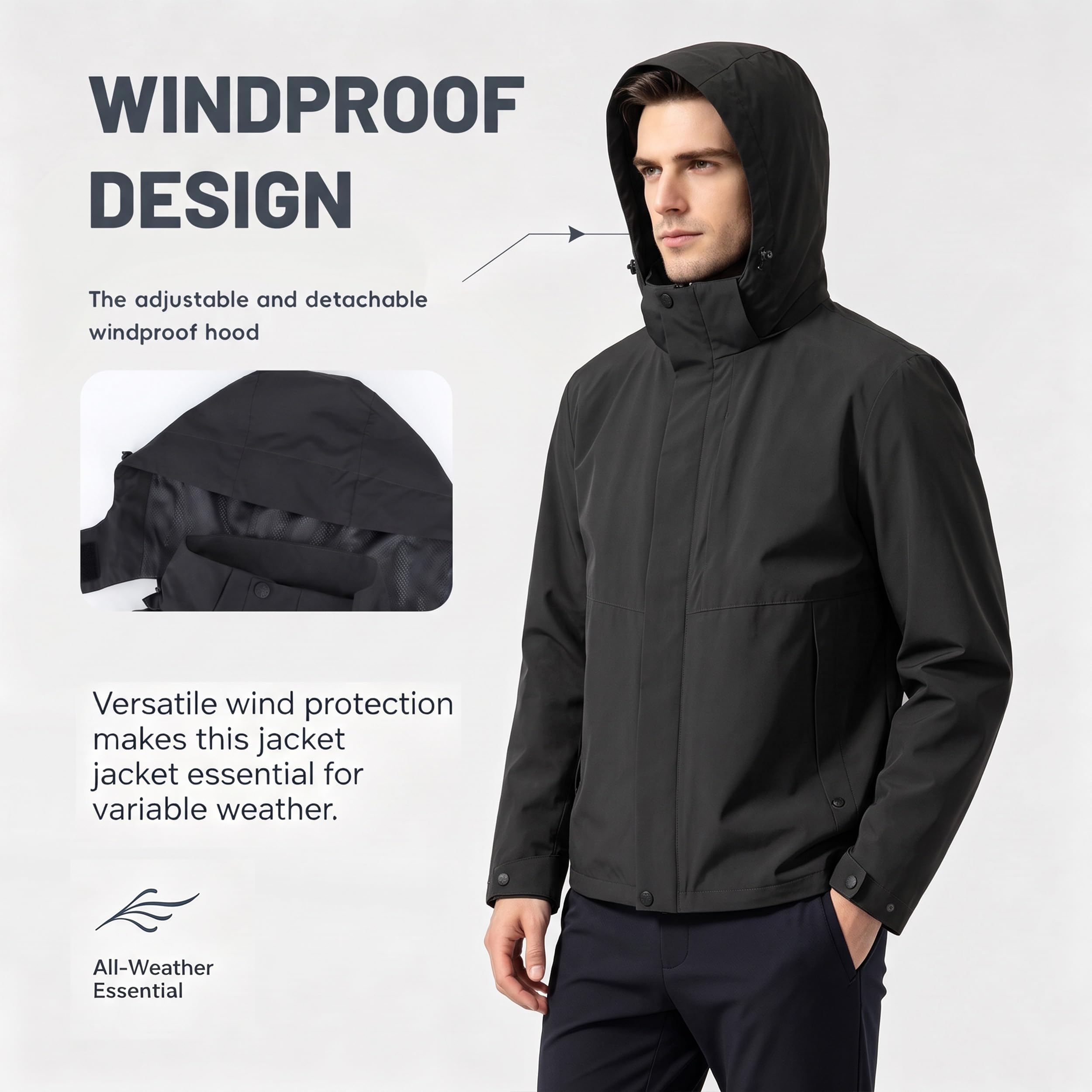 SUKUTU Chaqueta impermeable hombre al aire libre Abrigo ligero de lluvia Escalada Ropa de excursión Montaña Windbreaker
