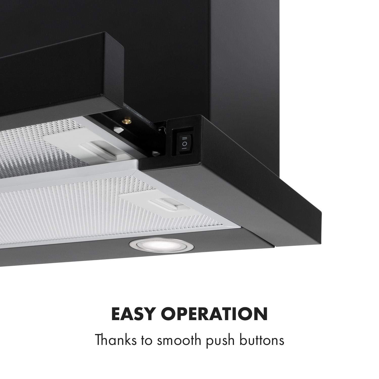 Klarstein Mariana Flachschirmhaube 60 cm 500 m³/h Umluft Abluft LED-Beleuchtung Unterbau-Dunstabzugshaube EEK C schwarz