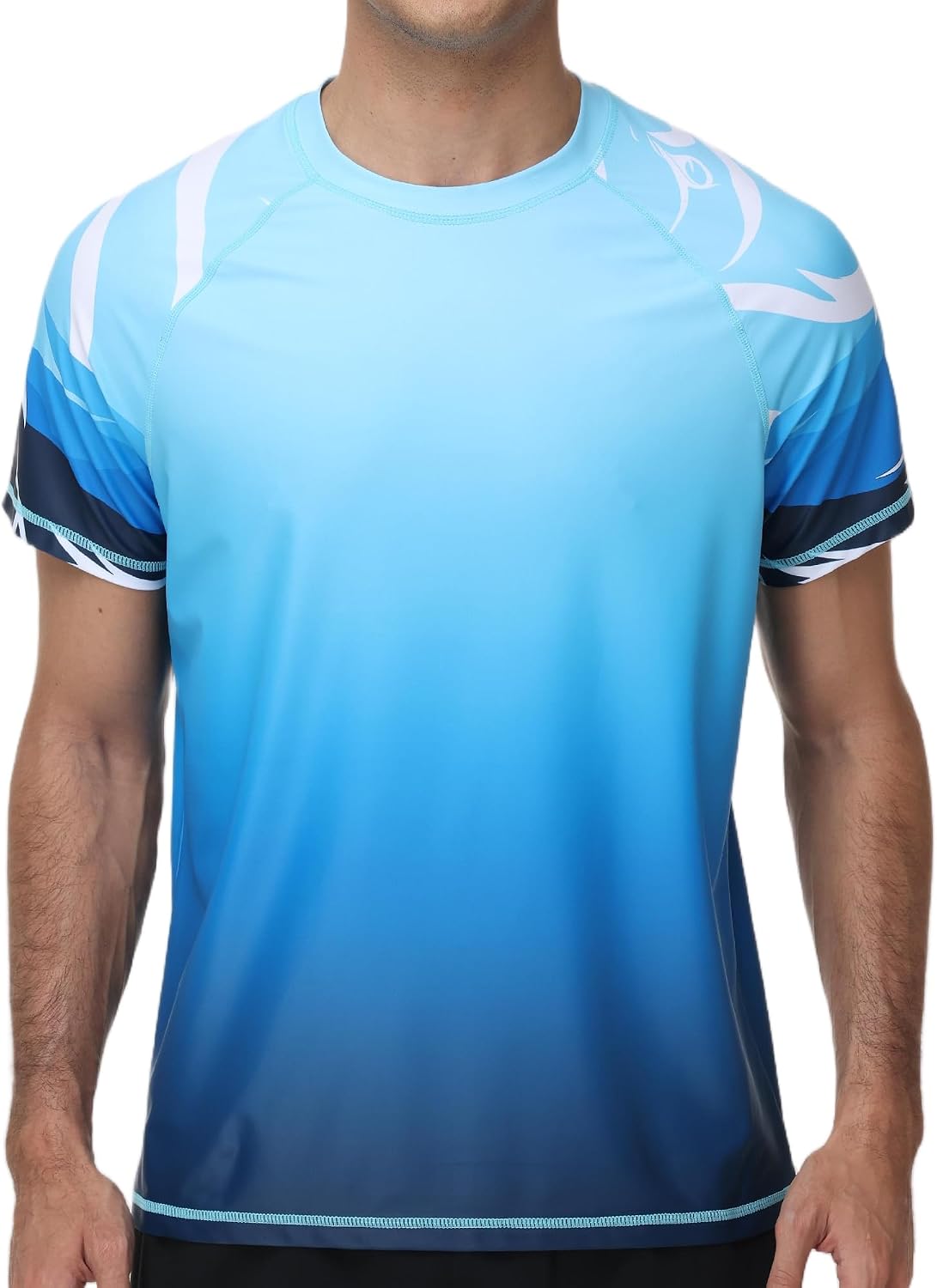 Men's Swim Shirts UPF 50+ Rash Guard Short Sleeve UV Protection Quick Dry Stretch Shirts for Fishing Beach Surfing