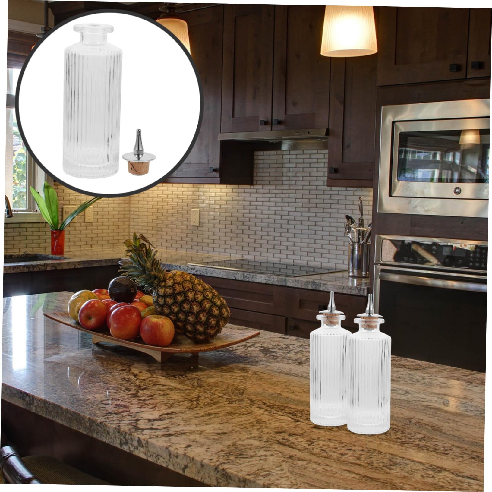 Homoyoyo 4 Piezas Botella de Vidrio para Amargos con Tapón de Corcho de Roble Botella Lidded para Cócteles para Vino con Sello Hermético Diseño Resistente para Barras y Uso Prolongado