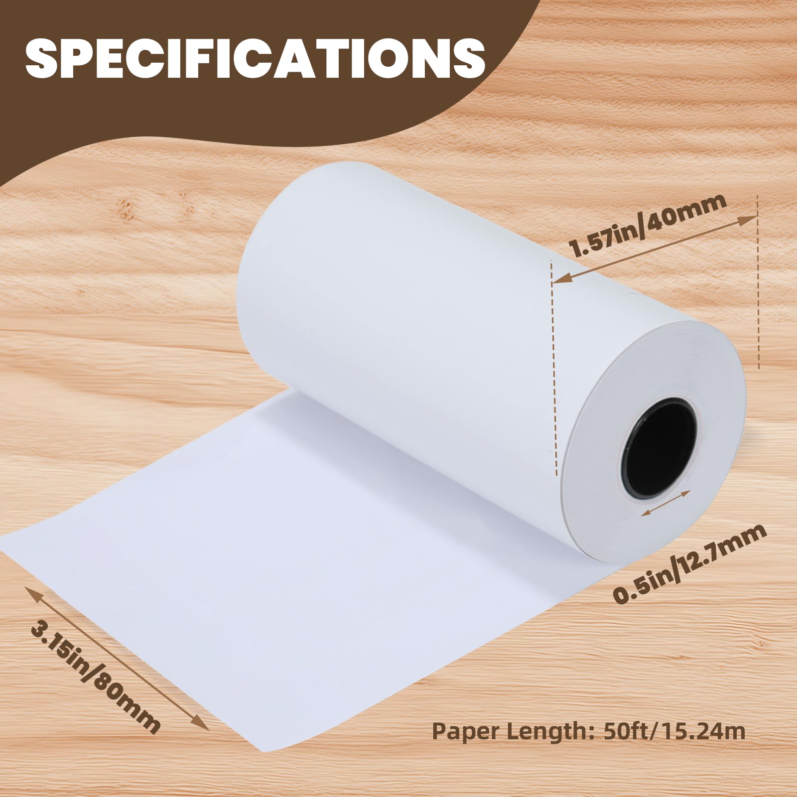 80 x 40 mm Till Rolls BPA Free Thermal Receipt Paper Rolls for Just Eat, Uber Eats & Mobile Card Machines PDQ Credit Card Machines, POS Cash Register (20 Rolls) - Image 2