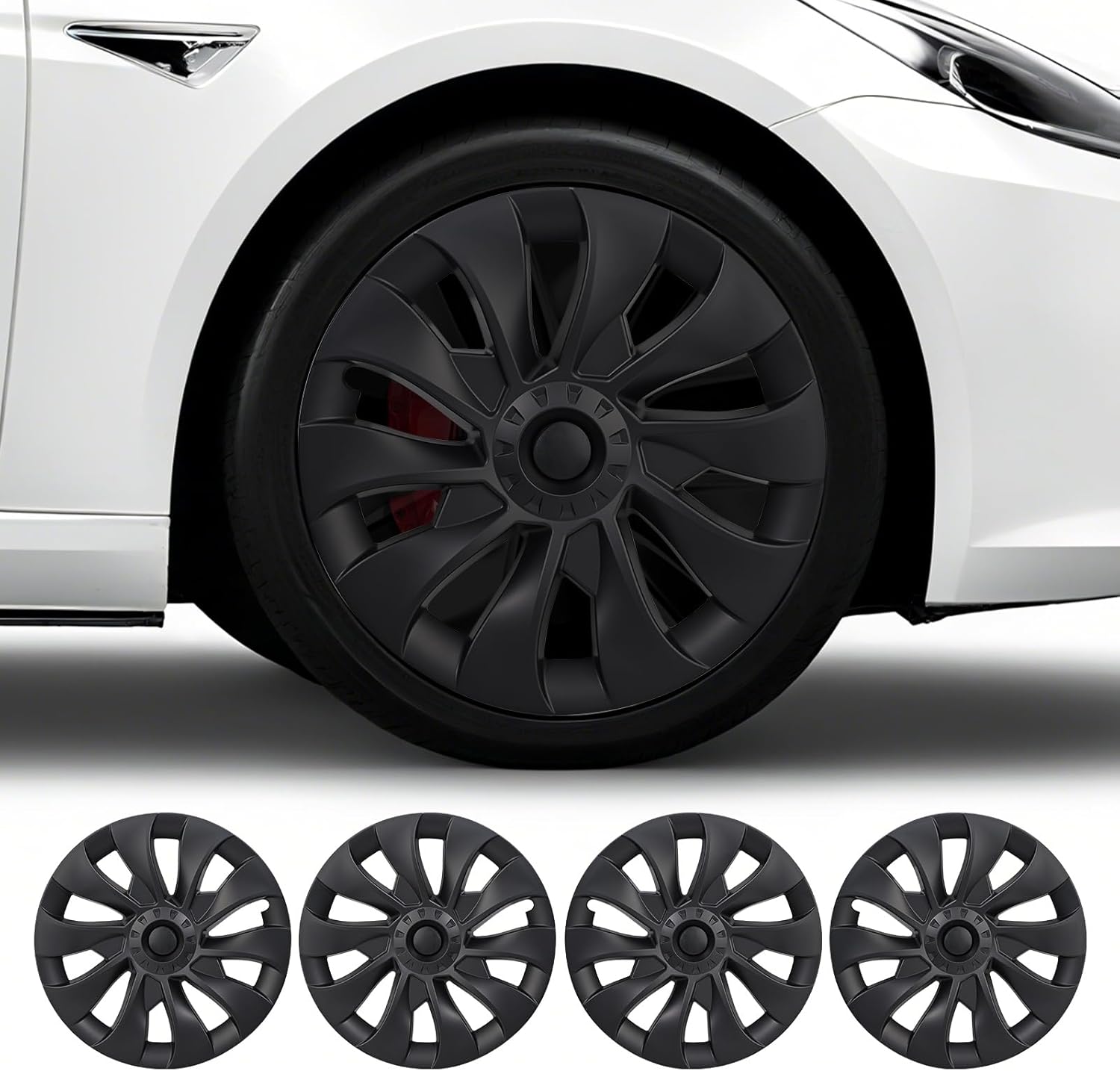 Wheel Covers for Tesla Model 3 18 inch Hubcaps 2017-2023 Hubcaps 4 Pcs Compatible with Tesla Model 3 Rim Protector Replacement Wheel Cover Exterior Accessories,Black Model 3 18" Matte Black
