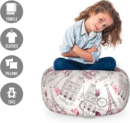 Miniatura 179 de Lunarable Silla de almacenamiento para adolescentes, coloridos patines de estilo retro, para actividades juveniles, para niñas y niños, divertido