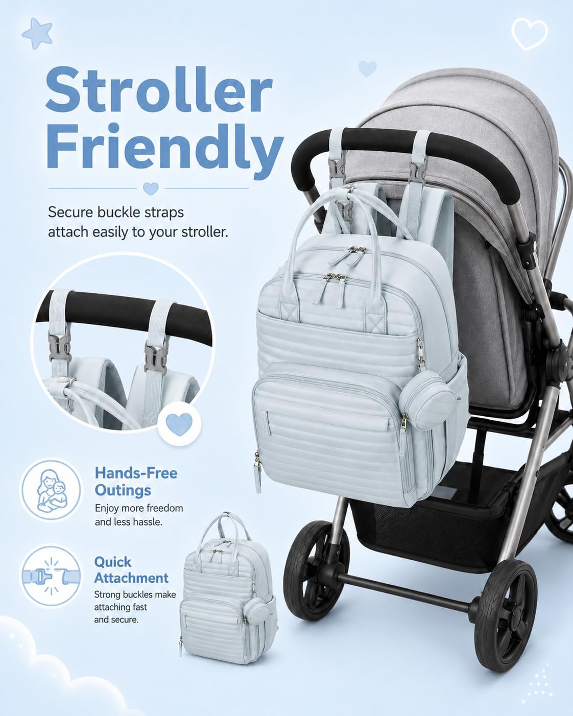 Sea choice Baby Fasciatoio Zaino per Pannolini con Tasche Isolate Zaino per Pannolini con Fasciatoio per Mamme Papà Elegante Borsa da Viaggio per la Cura del Bambino