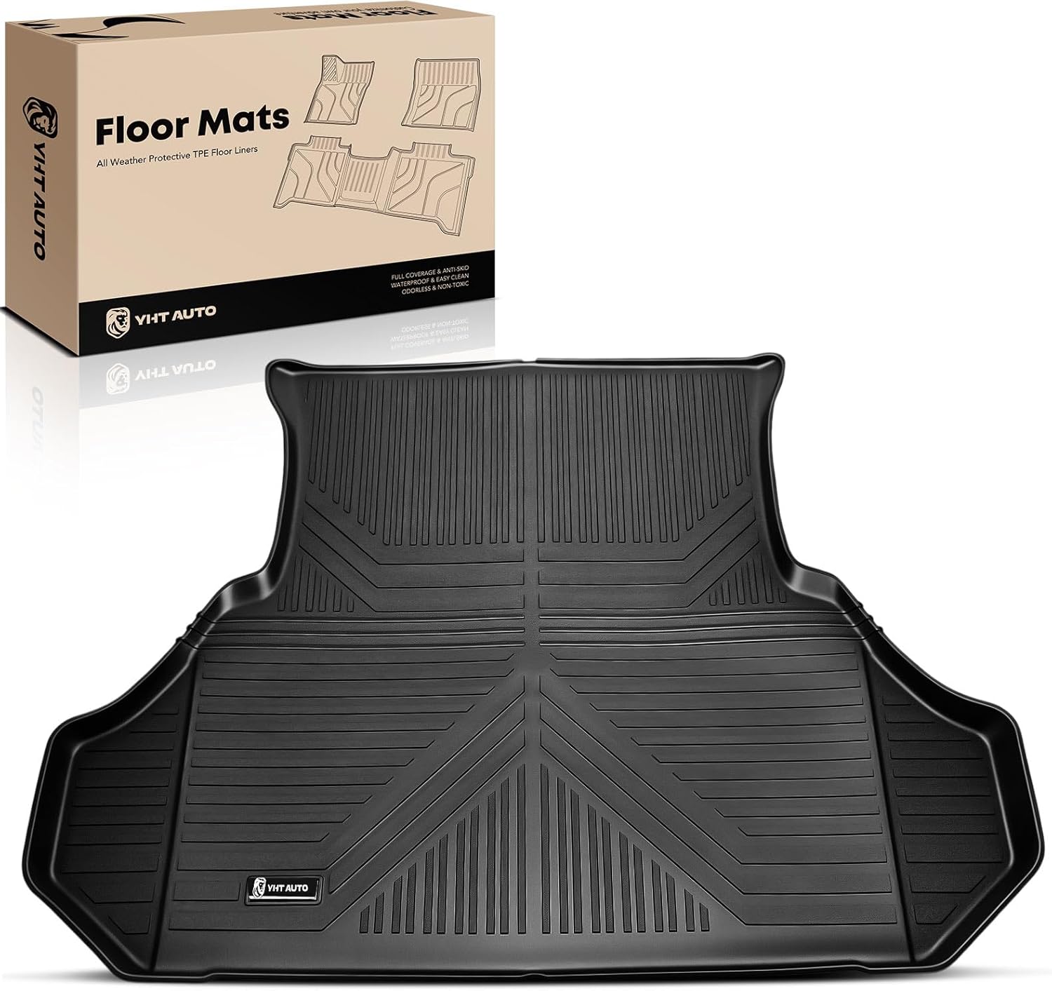 YHTAUTO Cargo Mat Compatible with Chrysler 300 2011-2023 (AWD) & Dodge Charger 2011-2022 (5 Seats), TPE Floor Liners All-Weather Protection Custom Fit, Cargo Mat, Black