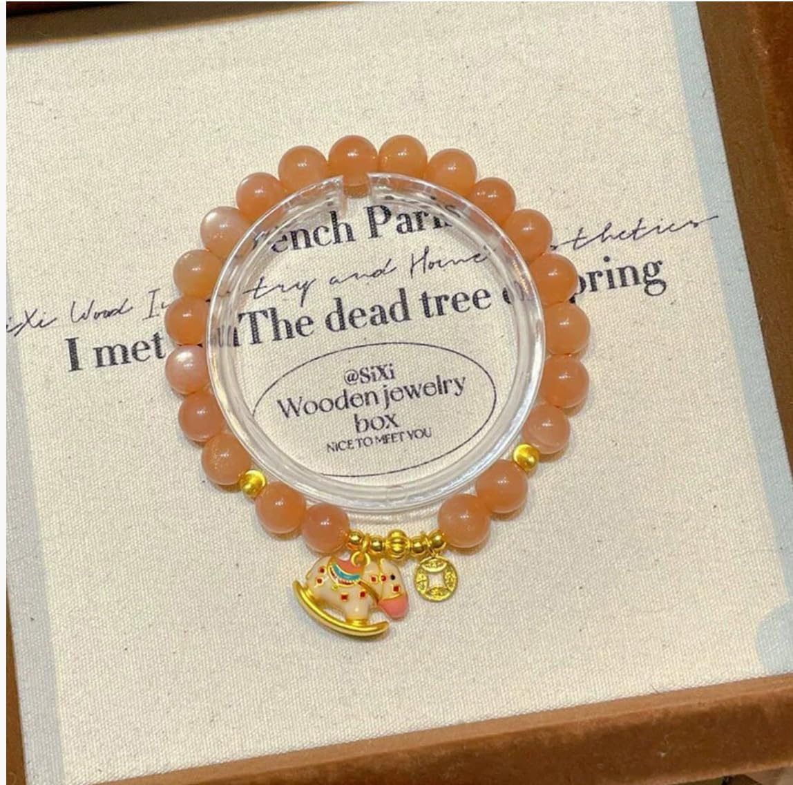 Caiyao 2026 New Year of Horse Beaded Charm Bracelets Colorful Crystal Horse Pendant Bracelet Chinese Zodiac Feng Shui Protection Lucky Amulet Stretch Bangles New Year Gift for Women Unisex Jewelry - Image 2