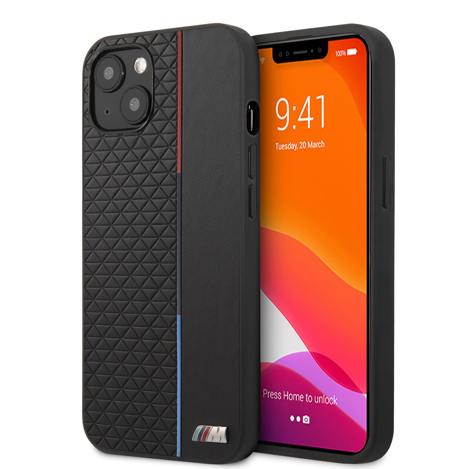 BMW BMHCP13MTRTBK - Custodia per iPhone 13 6,1", collezione M Triangles