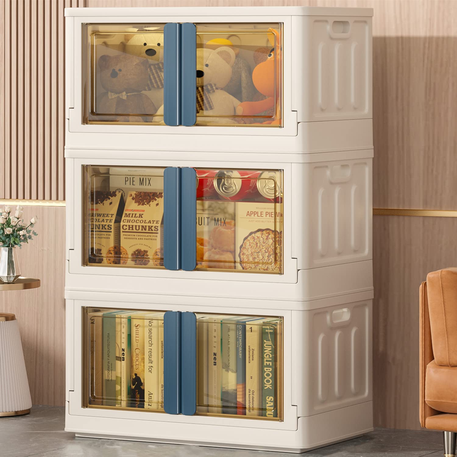 Storage Bins with Lids 76Quart Collapsible Storage Bins,Clear