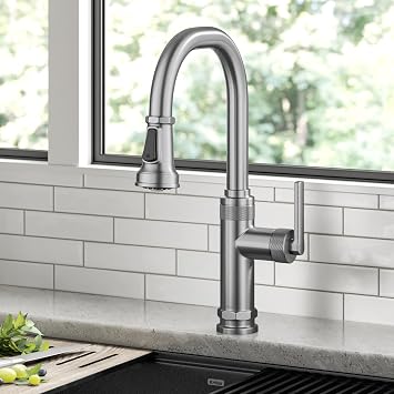 KRAUS Allyn Industrial Pull-Down Single Handle Kitchen Faucet in Spot-Free Stainless Steel, KPF-4102SFS