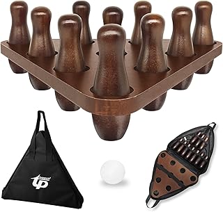 TORPSPORTS Tabletop Shuffleboard Bowling Pin Set Portable Shuffleboard Bowling Pin Game,Solid Wood Shuffleboard Bowling Curling Games- Easy Carry