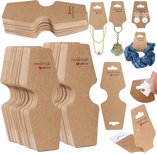 Miniatura 6 de 200 tarjetas de exhibición de collares, tarjetas autoadhesivas de embalaje de joyas para llavero, pulsera, banda para el cabello, soporte plegable