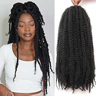 Marley Twist Braiding Hair 18 Inch 8 Packs, Marley Hair, Cuban Twist Hair, Afro Kinky Hair Extensions, Crochet Hair for Black Women (1B)