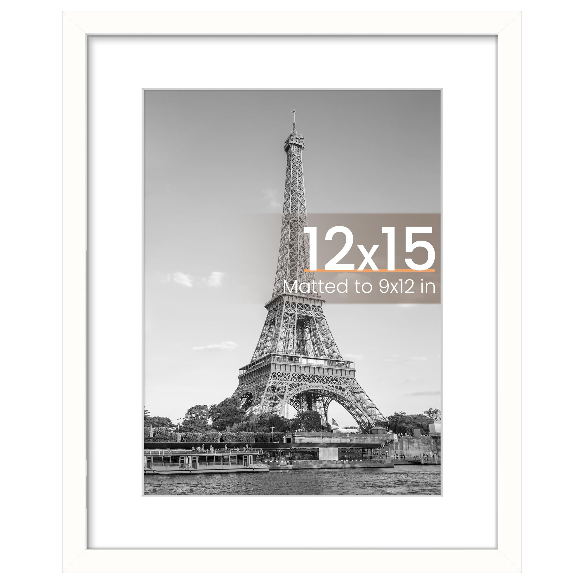 upsimples 12x15 Picture Frame, Wall Decor Poster Frames, White 1 Pack | 12 x 15 Frame, 9x12 Frame with Mat for Gallery Wall, Family, Baby, Dog, Dorm, Christmas, Wedding